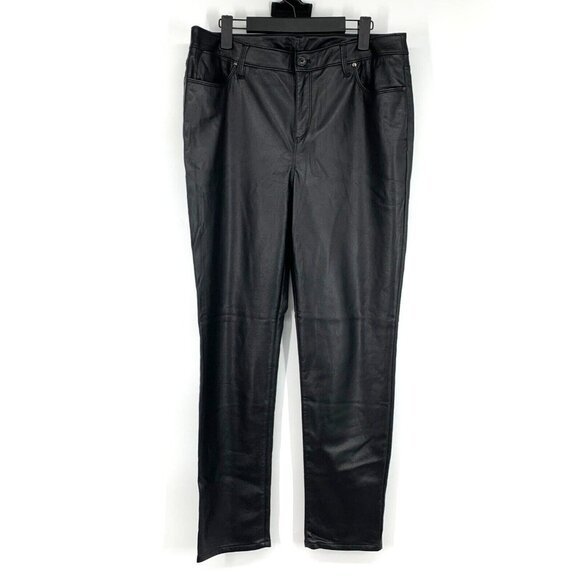 Chicos Pants Faux Leather Black Slim Fit Ponte Soft - Picture 1 of 11